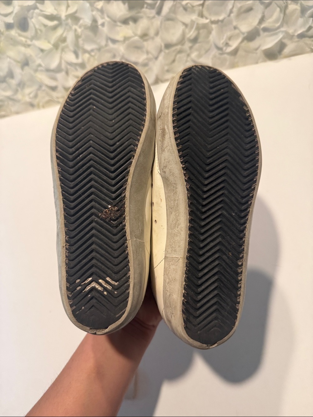 Golden Goose White Leather & Gray Suede Velcro Sneakers with Leopard Heel - Picture 5 of 6